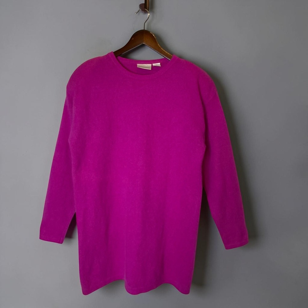 Nordstrom Vintage Angora Wool Sweater Dress Quiet Luxury Minimalist Fuchsia sz L
